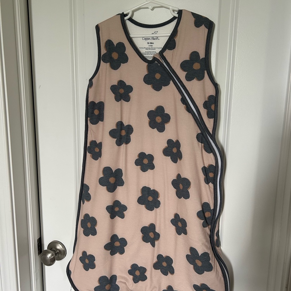 Copper Pearl Floral Kids Pajama Sleep Sack - Pink and Black